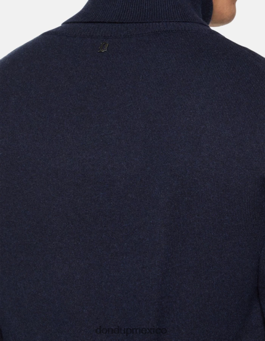 Azul marino DONDUP hombres Jersey regular fit de cachemir y seda con cuello tipo polo vestir D0VXD869