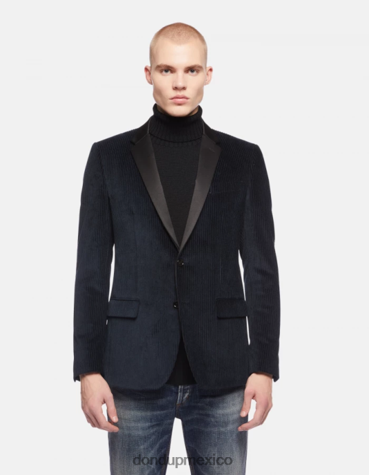 Azul marino DONDUP hombres blazer de terciopelo con botonadura simple vestir D0VXD924