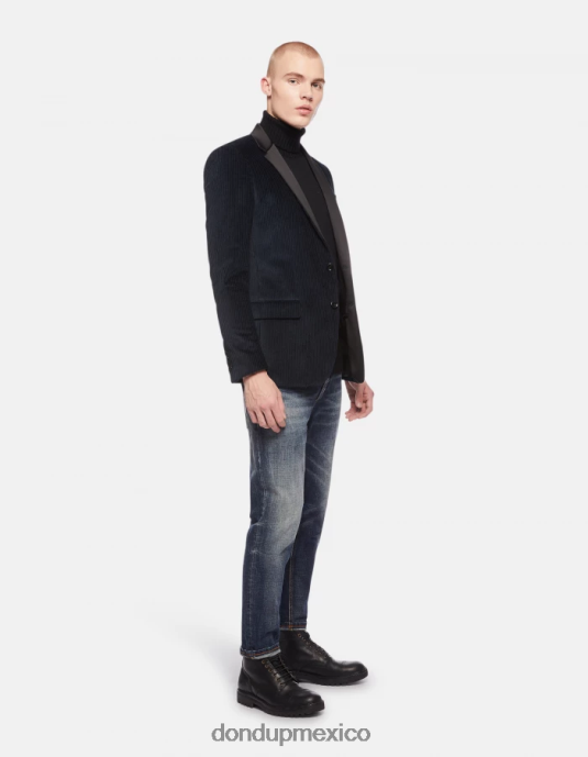 Azul marino DONDUP hombres blazer de terciopelo con botonadura simple vestir D0VXD924