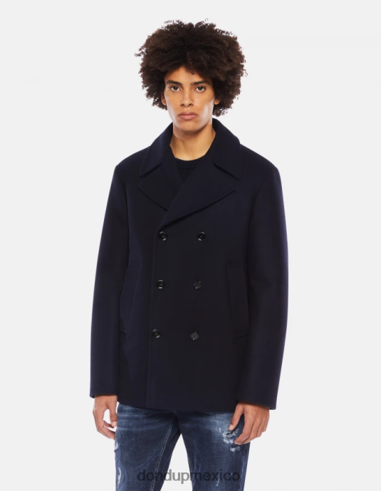 Azul marino DONDUP hombres chaquetón de tela con doble botonadura vestir D0VXD910