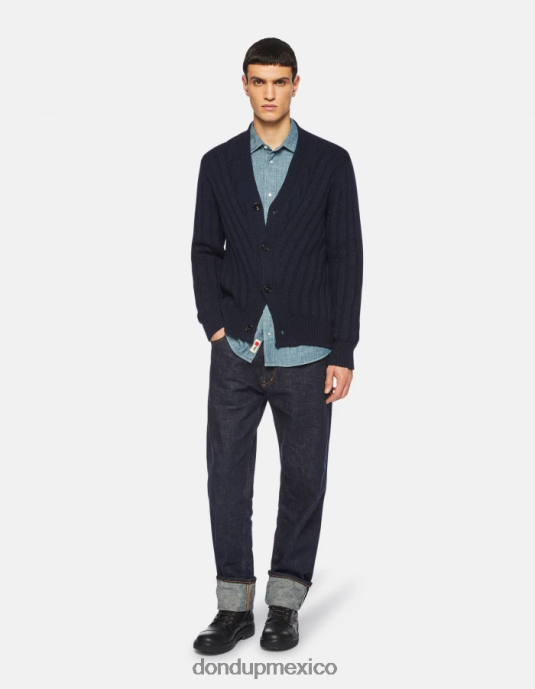Azul marino DONDUP hombres cárdigan regular fit de lana vestir D0VXD881