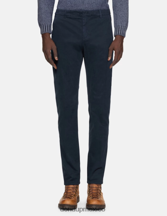 Azul marino DONDUP hombres pantalones Spiritissimo de algodón regular fit vestir D0VXD757