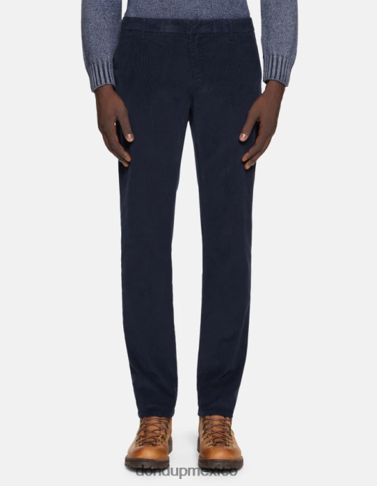 Azul marino DONDUP hombres pantalones Spiritissimo de terciopelo regular fit vestir D0VXD720