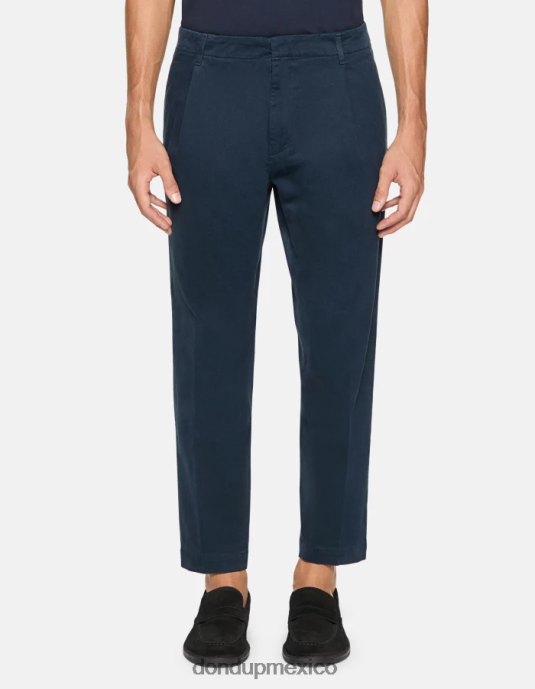 Azul marino DONDUP hombres pantalones ben carrot fit de algodón vestir D0VXD716