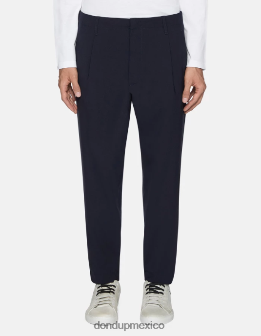 Azul marino DONDUP hombres pantalones ben carrot fit de lana vestir D0VXD707