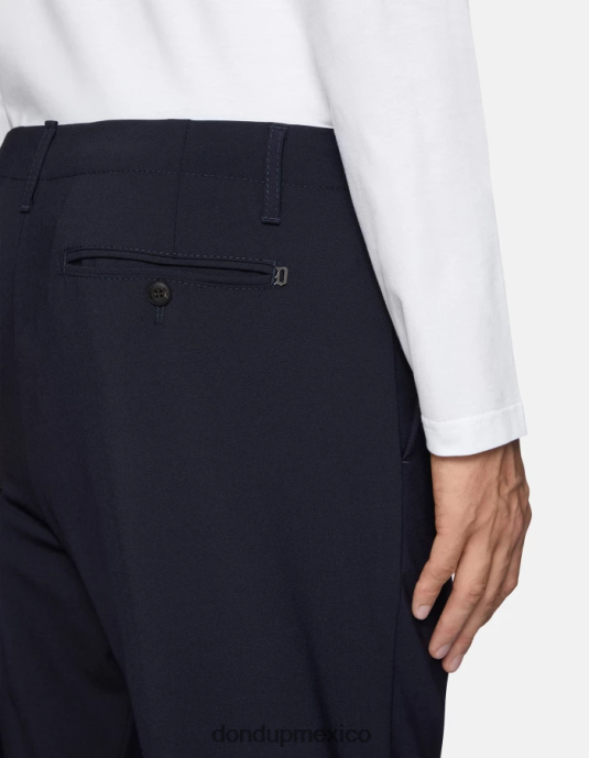 Azul marino DONDUP hombres pantalones ben carrot fit de lana vestir D0VXD707