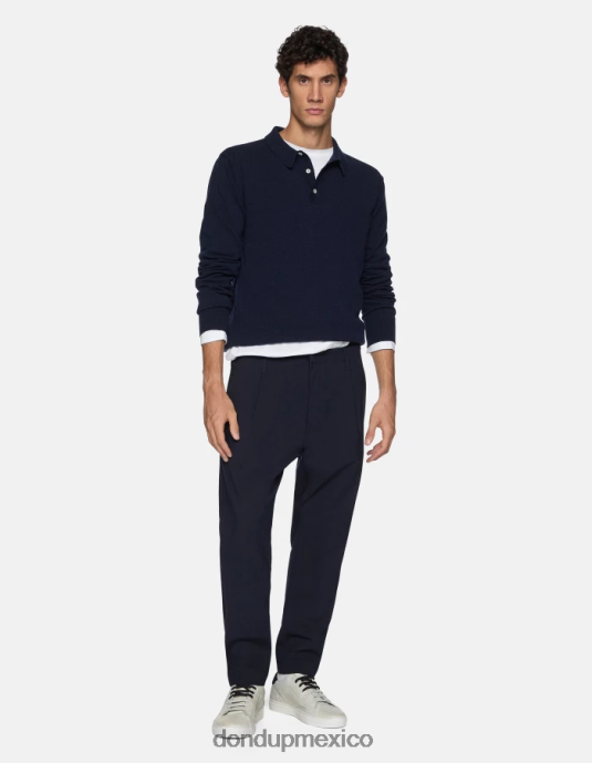 Azul marino DONDUP hombres pantalones ben carrot fit de lana vestir D0VXD707