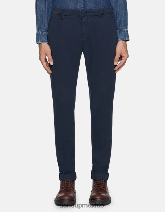 Azul marino DONDUP hombres pantalones gaubert slim fit de algodón con pinzas vestir D0VXD725