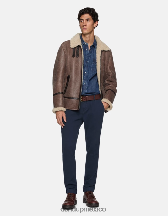 Azul marino DONDUP hombres pantalones gaubert slim fit de algodón con pinzas vestir D0VXD725
