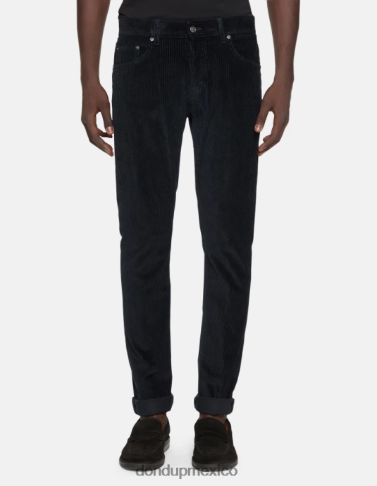 Azul marino DONDUP hombres pantalones icon regular fit de terciopelo de 34 pulgadas vestir D0VXD557