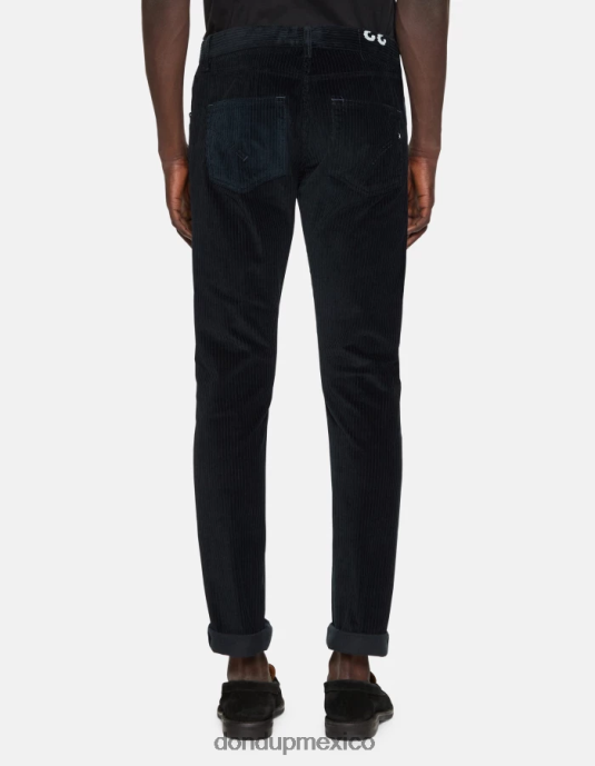 Azul marino DONDUP hombres pantalones icon regular fit de terciopelo de 34 pulgadas vestir D0VXD557