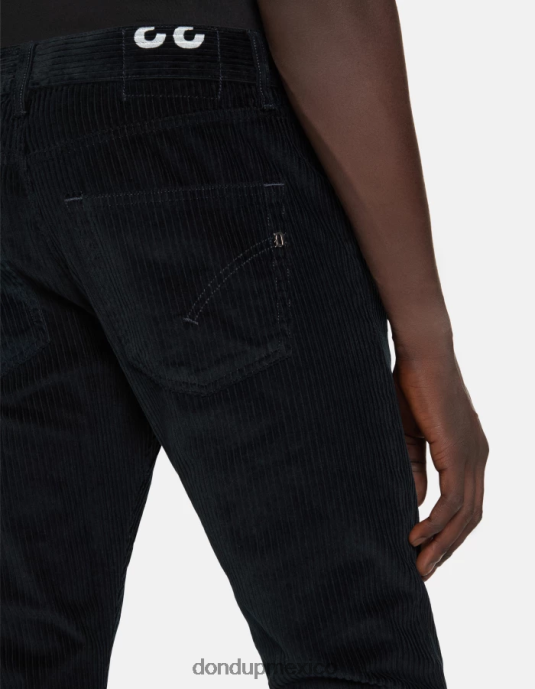 Azul marino DONDUP hombres pantalones icon regular fit de terciopelo de 34 pulgadas vestir D0VXD557