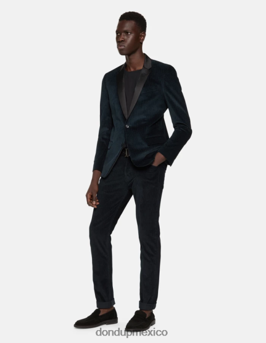 Azul marino DONDUP hombres pantalones icon regular fit de terciopelo de 34 pulgadas vestir D0VXD557