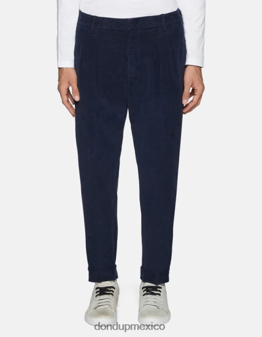 Azul marino DONDUP hombres pantalones oscar carrot-fit de terciopelo vestir D0VXD734