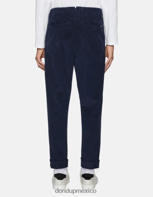 Azul marino DONDUP hombres pantalones oscar carrot-fit de terciopelo vestir D0VXD734