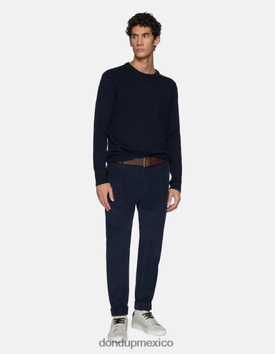 Azul marino DONDUP hombres pantalones oscar carrot-fit de terciopelo vestir D0VXD734