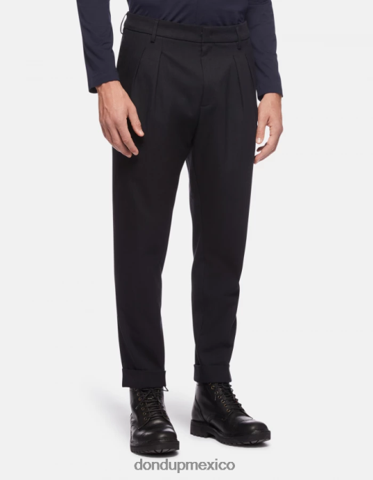 Azul marino DONDUP hombres pantalones oscar carrot fit en mezcla de lana vestir D0VXD759