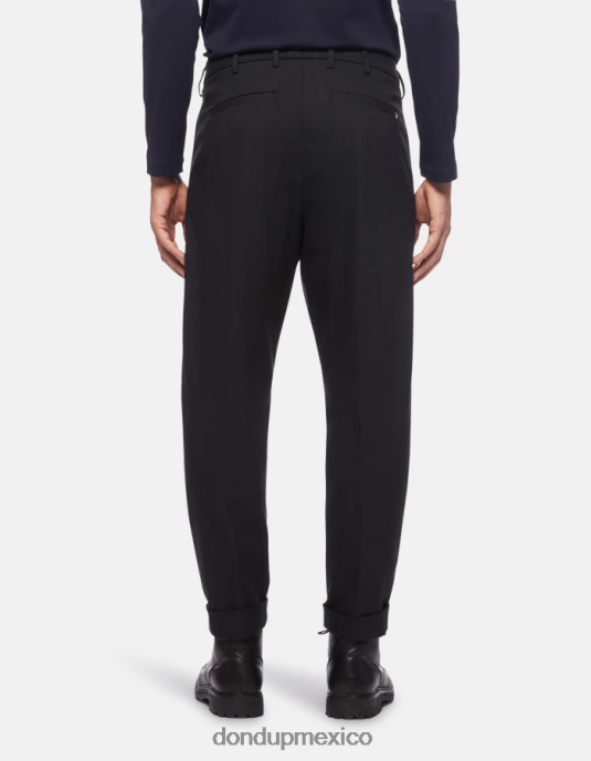 Azul marino DONDUP hombres pantalones oscar carrot fit en mezcla de lana vestir D0VXD759