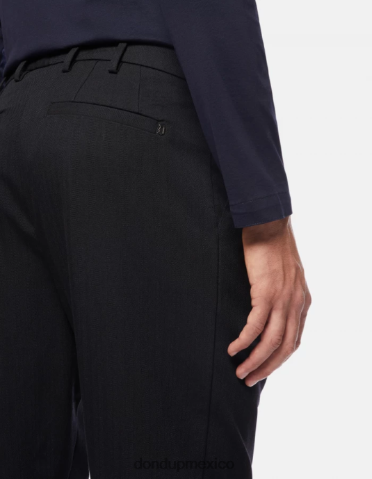 Azul marino DONDUP hombres pantalones oscar carrot fit en mezcla de lana vestir D0VXD759