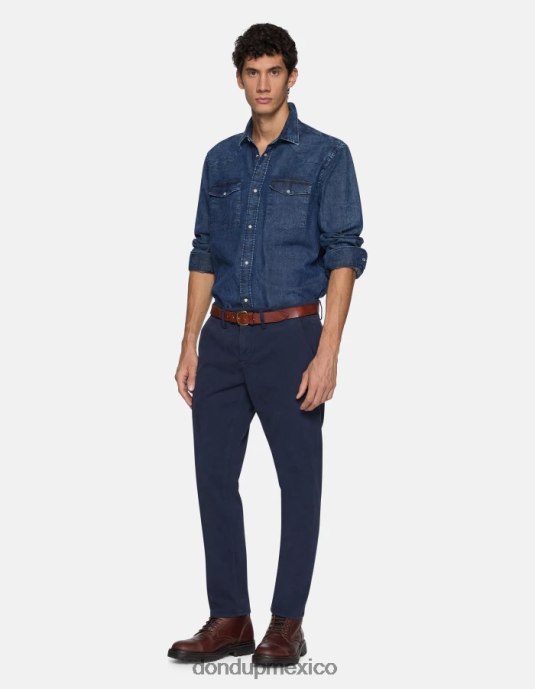 Azul marino DONDUP hombres pantalones pablo de raso regular fit vestir D0VXD743