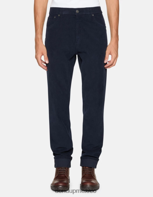 Azul marino DONDUP hombres pantalones paco holgados de terciopelo de 34 pulgadas vestir D0VXD579