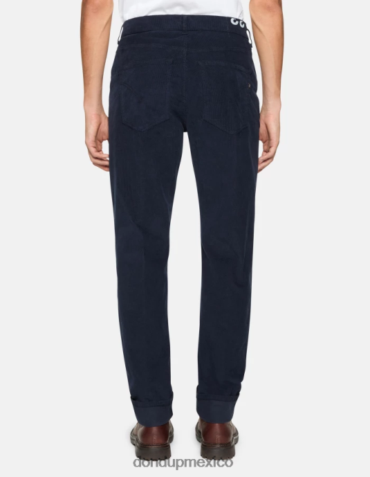 Azul marino DONDUP hombres pantalones paco holgados de terciopelo de 34 pulgadas vestir D0VXD579