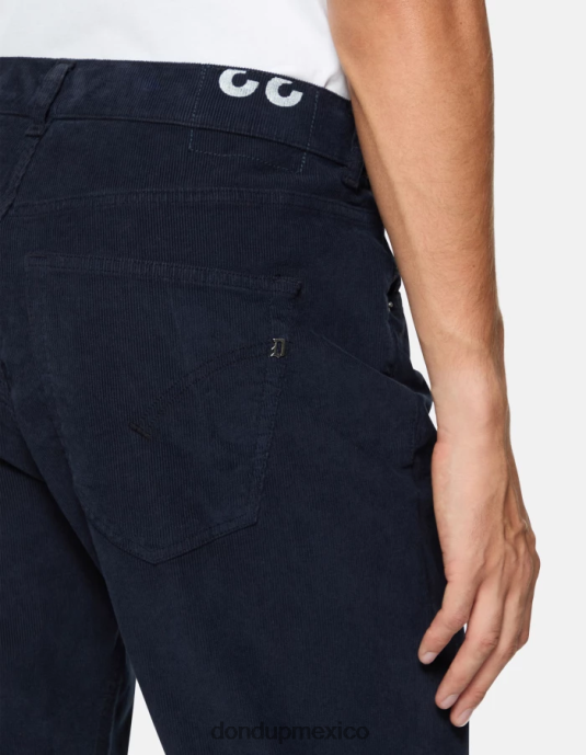 Azul marino DONDUP hombres pantalones paco holgados de terciopelo de 34 pulgadas vestir D0VXD579