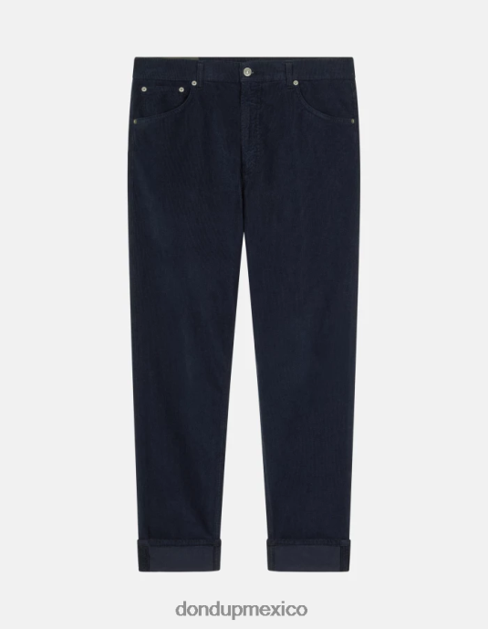 Azul marino DONDUP hombres pantalones paco holgados de terciopelo de 34 pulgadas vestir D0VXD579