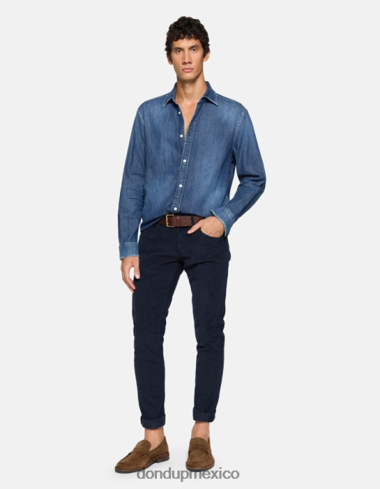 Azul marino DONDUP hombres pantalones pitillo de terciopelo george vestir D0VXD643