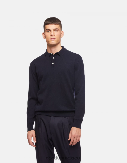 Azul marino DONDUP hombres polo regular fit de cachemira y seda vestir D0VXD879