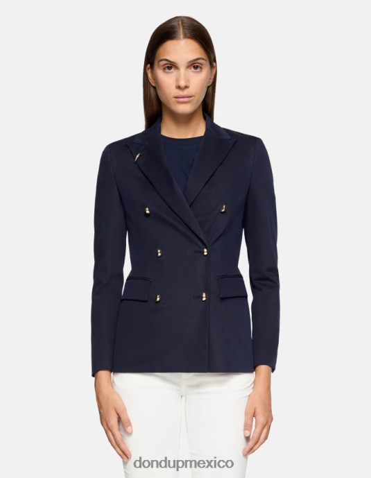 Azul marino DONDUP mujer blazer de algodón con doble botonadura vestir D0VXD370