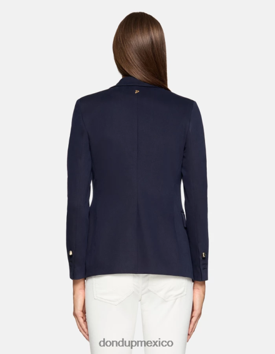 Azul marino DONDUP mujer blazer de algodón con doble botonadura vestir D0VXD370