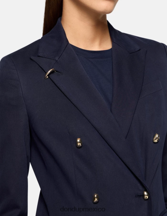 Azul marino DONDUP mujer blazer de algodón con doble botonadura vestir D0VXD370