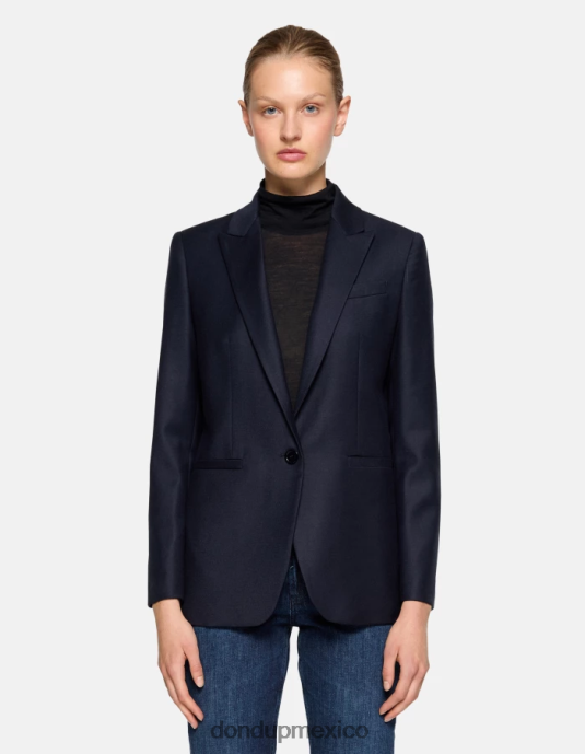 Azul marino DONDUP mujer blazer de franela con botonadura simple vestir D0VXD374