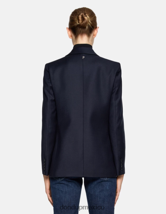 Azul marino DONDUP mujer blazer de franela con botonadura simple vestir D0VXD374