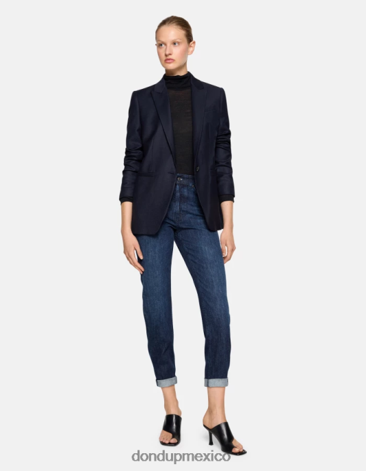 Azul marino DONDUP mujer blazer de franela con botonadura simple vestir D0VXD374