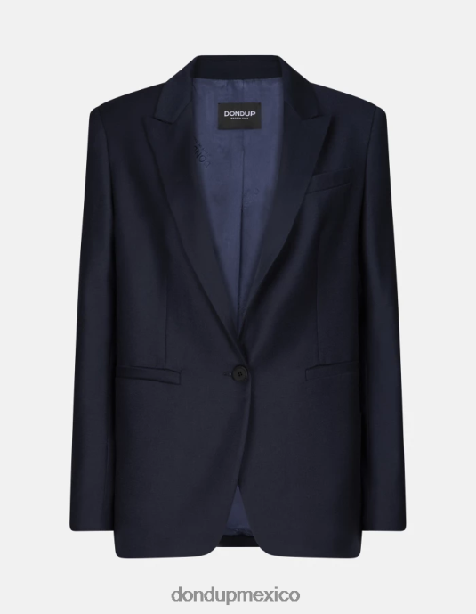Azul marino DONDUP mujer blazer de franela con botonadura simple vestir D0VXD374