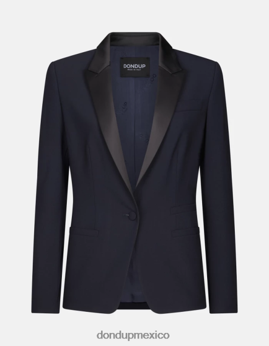Azul marino DONDUP mujer blazer de lana con botonadura sencilla vestir D0VXD382