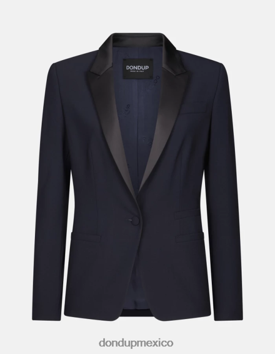 Azul marino DONDUP mujer blazer de lana con botonadura sencilla vestir D0VXD382