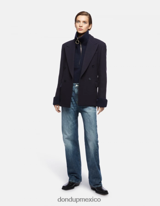 Azul marino DONDUP mujer blazer de tela con doble botonadura vestir D0VXD395