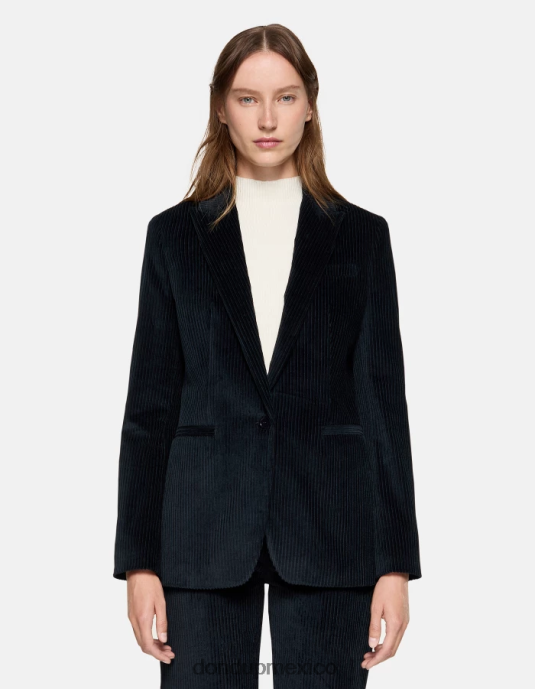 Azul marino DONDUP mujer blazer de terciopelo con botonadura simple vestir D0VXD378