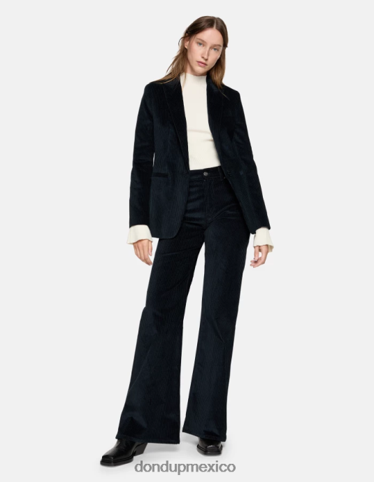 Azul marino DONDUP mujer blazer de terciopelo con botonadura simple vestir D0VXD378