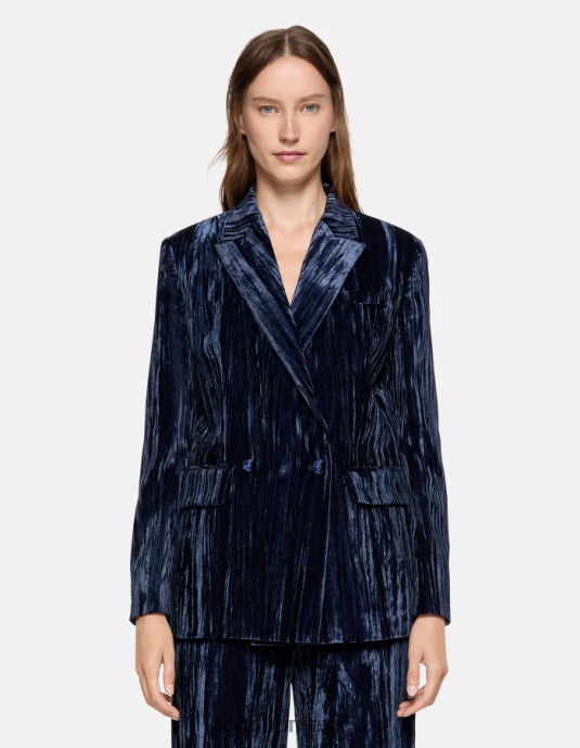 Azul marino DONDUP mujer blazer de terciopelo con doble botonadura vestir D0VXD385