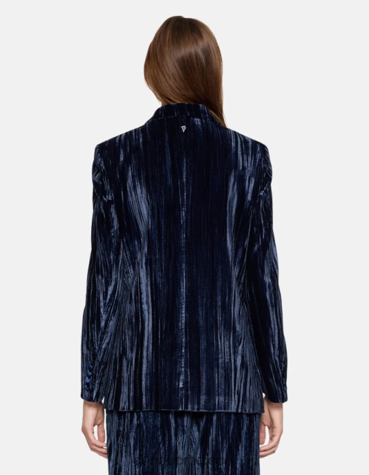 Azul marino DONDUP mujer blazer de terciopelo con doble botonadura vestir D0VXD385