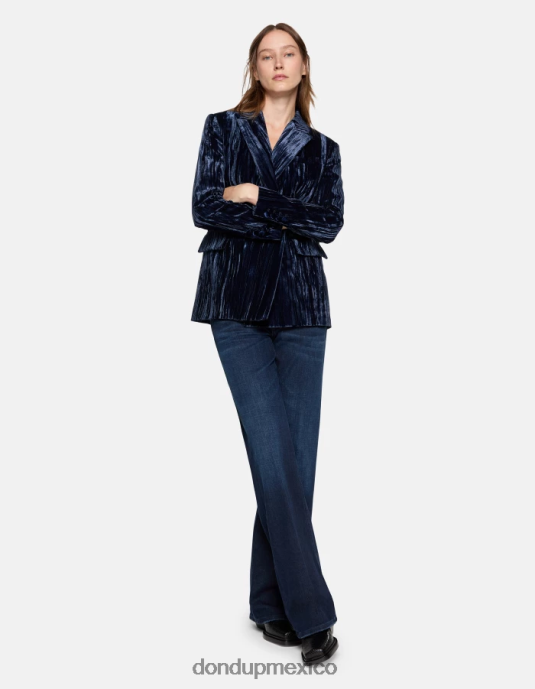 Azul marino DONDUP mujer blazer de terciopelo con doble botonadura vestir D0VXD385