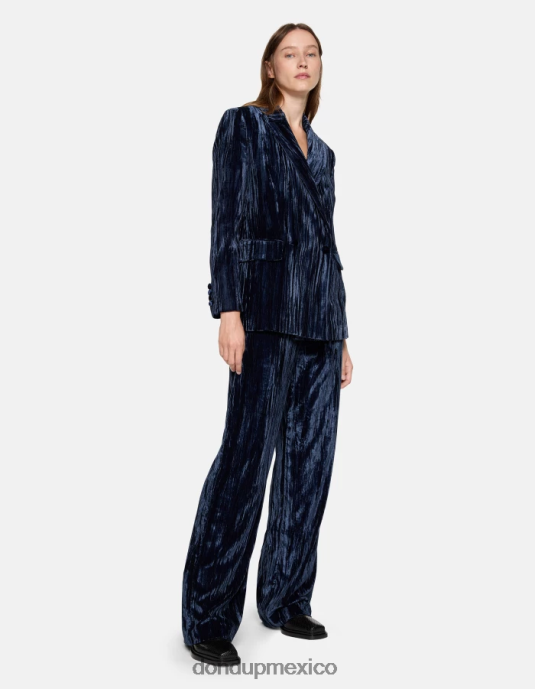 Azul marino DONDUP mujer blazer de terciopelo con doble botonadura vestir D0VXD385