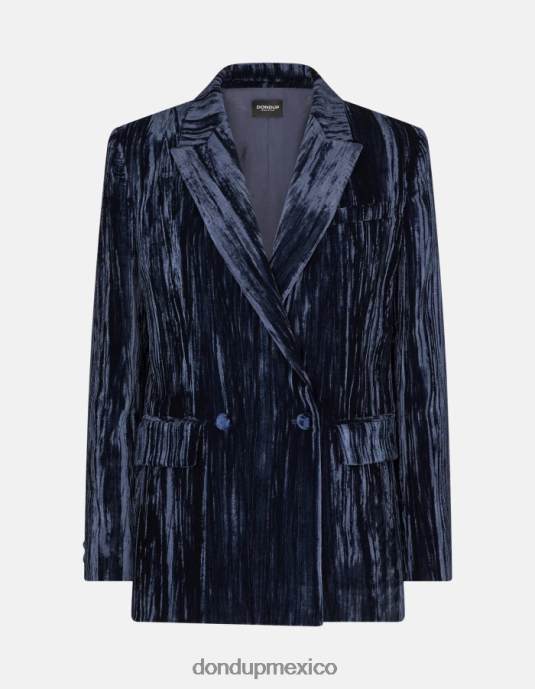 Azul marino DONDUP mujer blazer de terciopelo con doble botonadura vestir D0VXD385