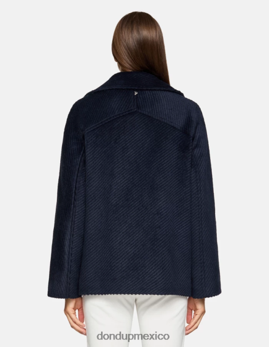 Azul marino DONDUP mujer chaquetón de tela con doble botonadura vestir D0VXD340