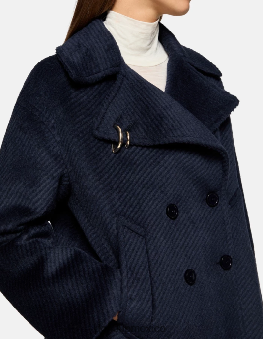 Azul marino DONDUP mujer chaquetón de tela con doble botonadura vestir D0VXD340