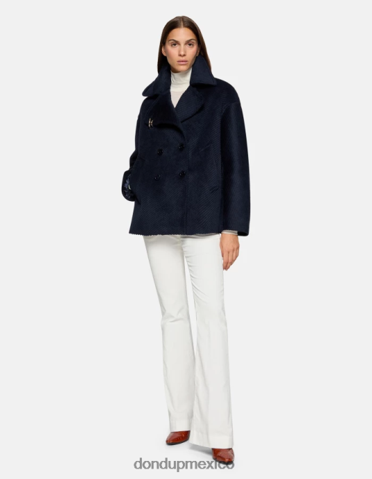 Azul marino DONDUP mujer chaquetón de tela con doble botonadura vestir D0VXD340